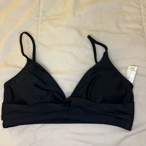Cupshe Women's Black Twist Bikini Top Swimsuit Bathing Suit Large Black